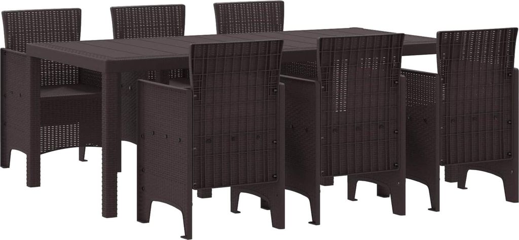 Garten Essgruppe 7 pcs Braun Polypropylen