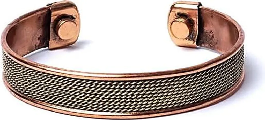 Bracelet Cuivre avec Aimants Intégrés - Pack Duo Motif Corde Flexible 6,5cm