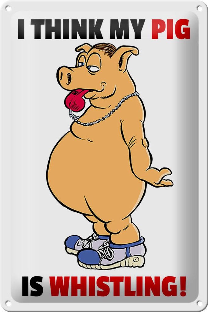 Blechschild Spruch 20x30cm I think my pig's whistling Schwein