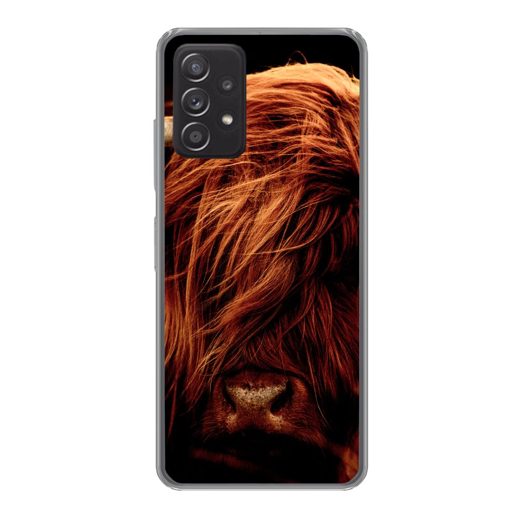 MuchoWow Handyhülle Schutzhülle Hülle für Samsung galaxy a73 Schottischer Highlander - Kuh - Hörner - Porträt - Tiere Silikon Softcase Hand...