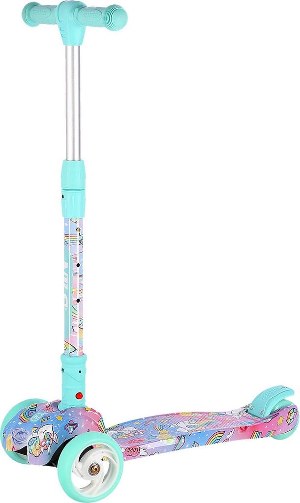 NILS eXtreme Hulajnoga dziecięca FUN HLB15A LED - miętowa, 3 koła, 12/7,5cm
