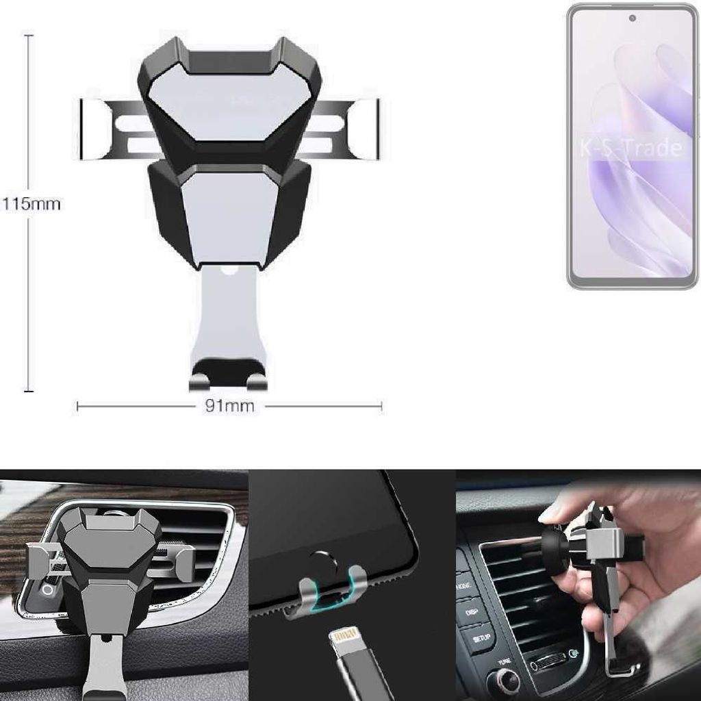 K-S-Trade Lüftungshalterung kompatibel mit Infinix Hot 40i kompakte Handy-Halterung Lüftungsschlitz Lüftungsgitter Autohalterung KFZ Auto-Halterung