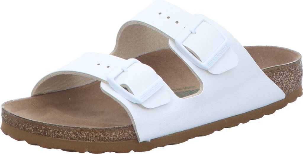 Birkenstock Damen-Bio-Pantolette mit Tieffußbett Arizona BFBC Earthy vegan Weiß, Farbe:weiß, EU Größe:44