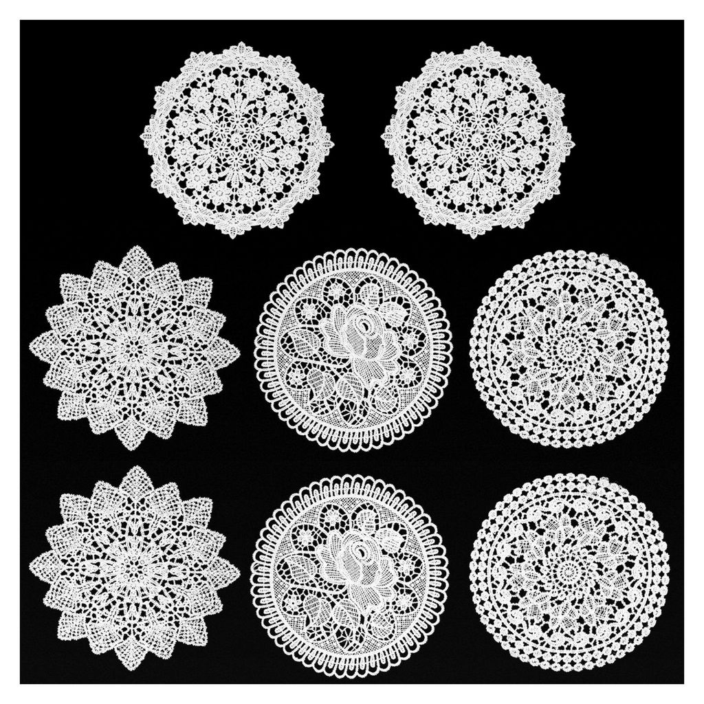 Spitzen Platzdeckchen, 8 Stück Rund Deckchen Häkeln 15cm Produktbild 
