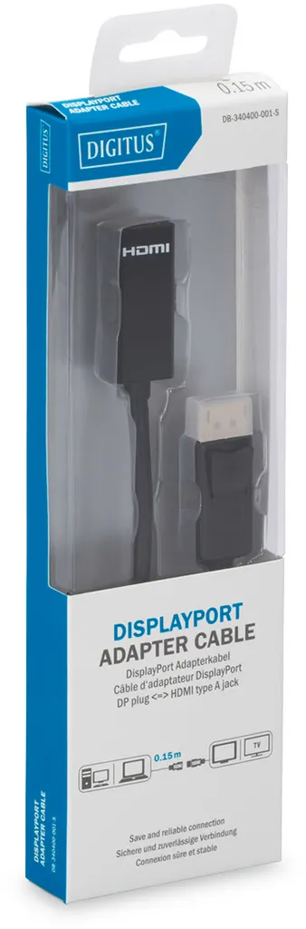 DIGITUS DisplayPort HDMI Adattatore 0.15m | Connessione Video Sicura