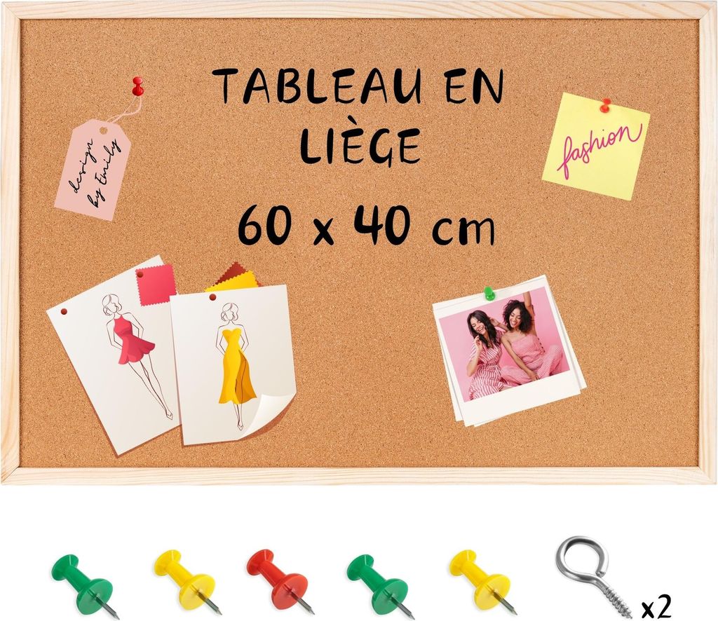 Creative Home 60 x 40 cm Tableau Liege Mural - Panneau Image du produit 
