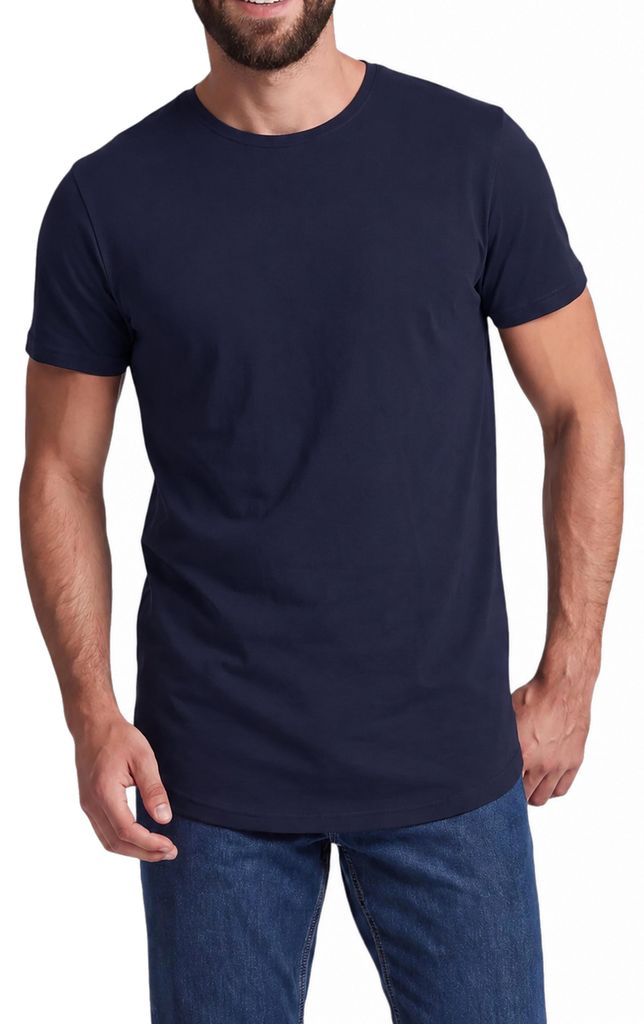 Mivaro Herren T-Shirt extra lang Dunkelblau XXL - Longshirt Produktbild 