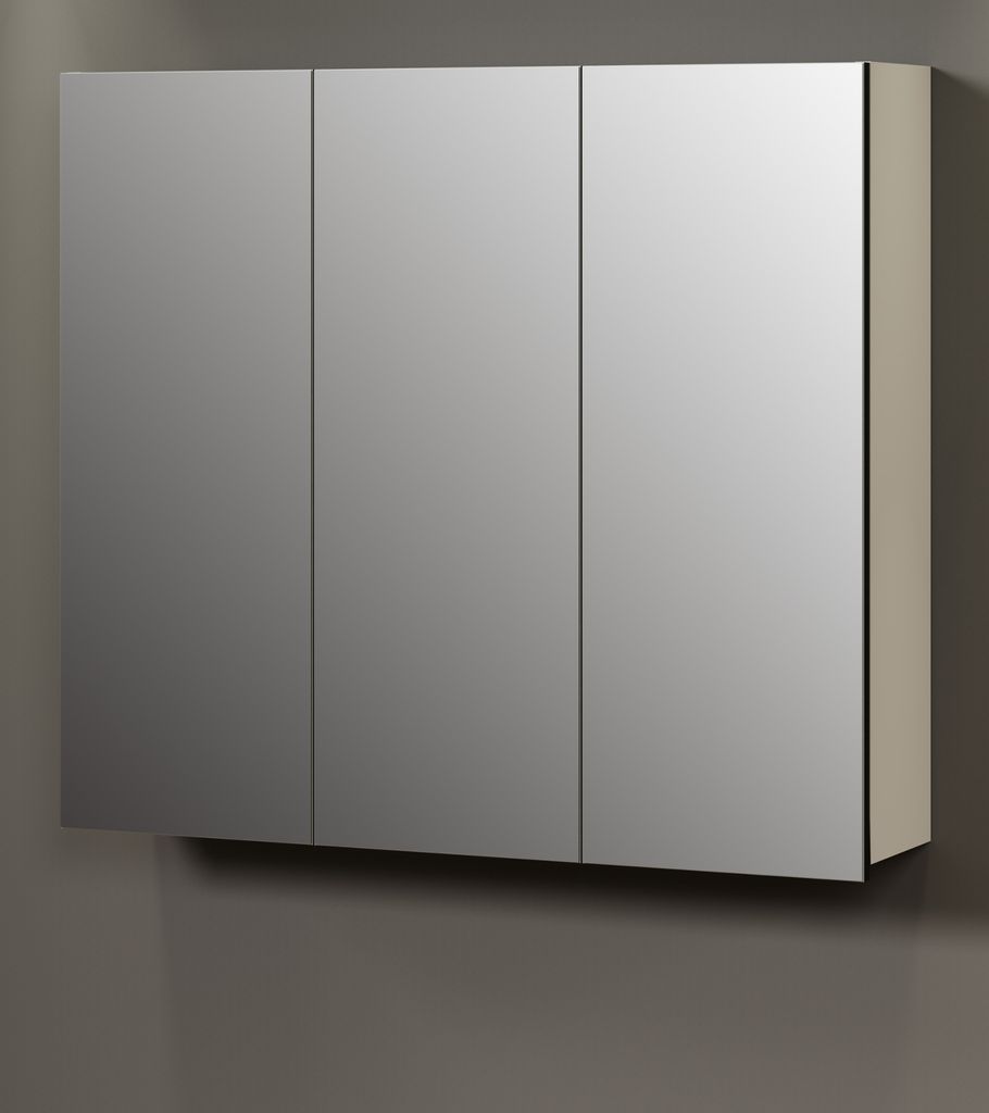 Badezimmer Spiegelschrank "Bliss" Cashmere grau Badschrank 3-türig 90 cm