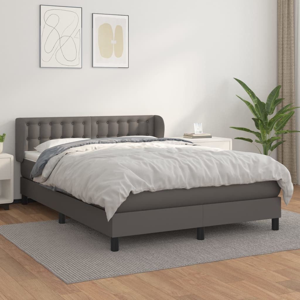 Maison Exclusive - Boxspringbett mit Matratze Grau 140x200 cm Kunstleder