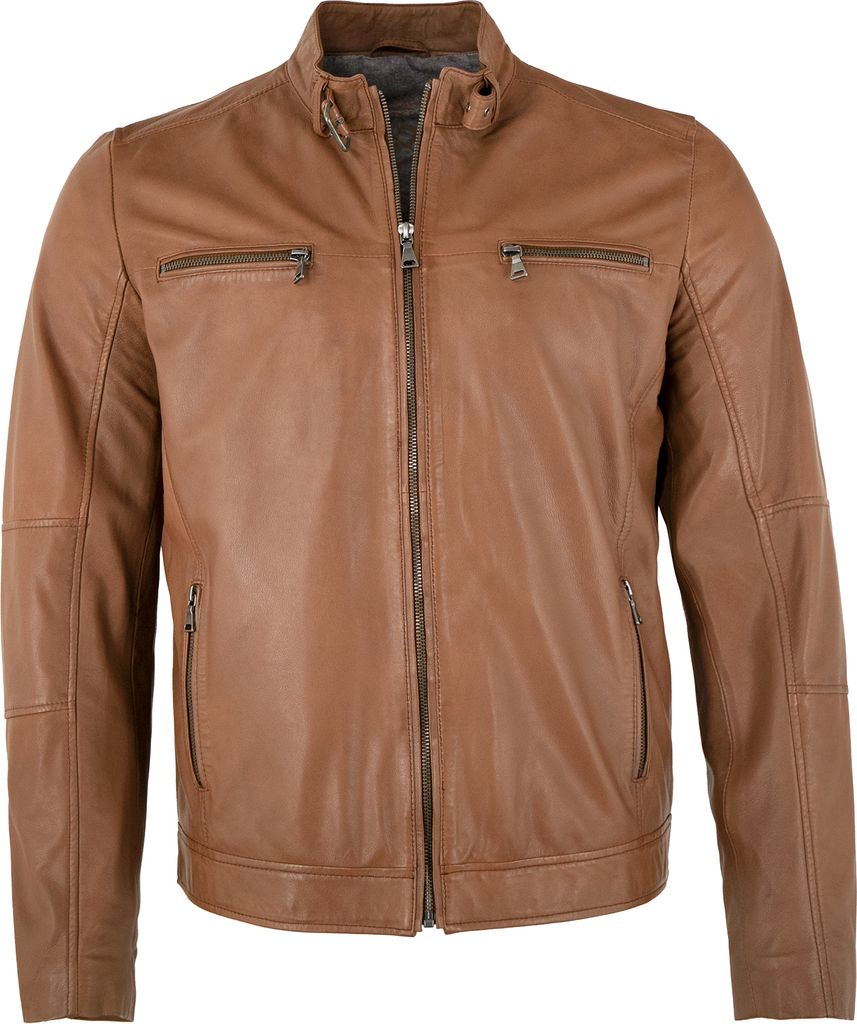 MADDOX - Herren Lederjacke Lammnappa whisky : 54