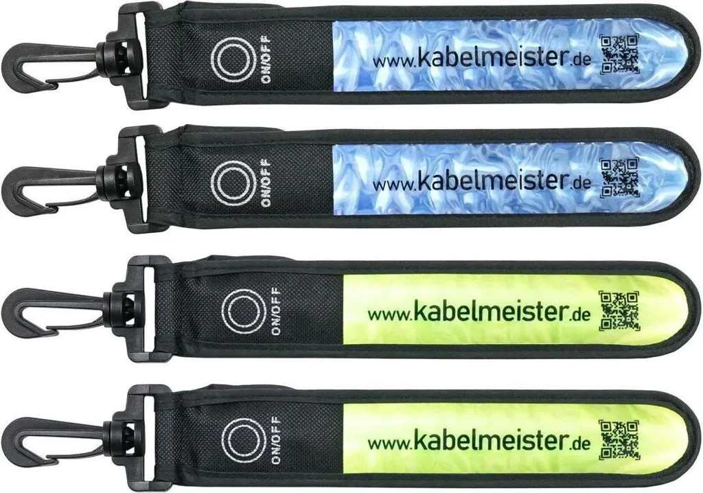 Brassard Lumineux LED de Sécurité pour Sportifs - Bleu et Jaune x4