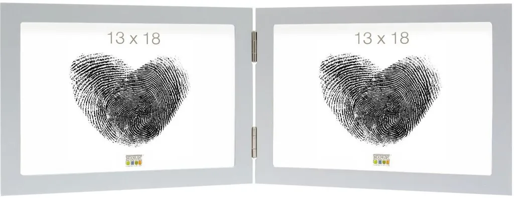 Porte-photo double 10x15 cm paysage en bois gris argenté S68FD1 chic
