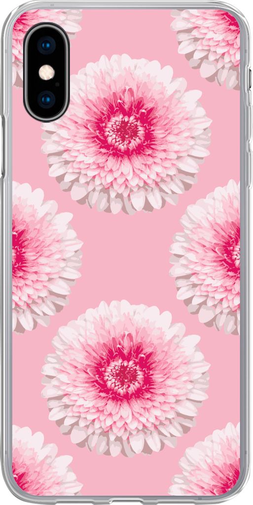 MuchoWow Handyhülle Schutzhülle Hülle für Telefoonhoesje iPhone X Mädchen - Blume - Rosa - Muster - Mädchen - Kinder - Kinder Silikon Softc...