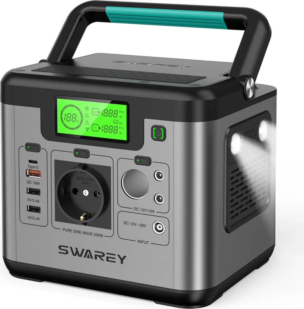 Générateur Solaire Portable 500W - Station de Stockage Énergie 518Wh