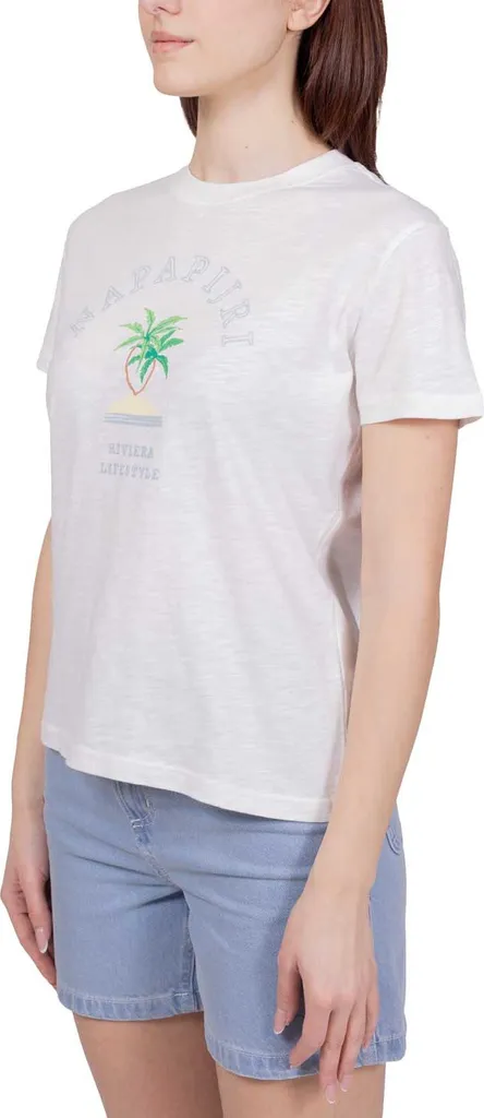 T-shirt Napapijri Fete Femme Coton Flammé - Fini les Hauts qui se Déforment