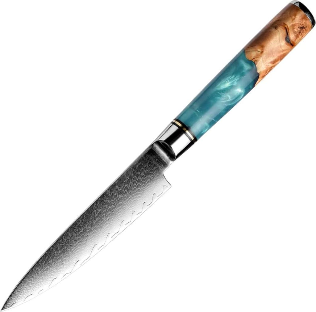 Damast Küchenmesser SH-39325 - Utility in Blau KP39325