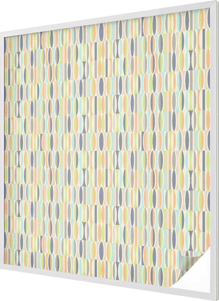 Buntglas Fensterfolie – 116x100 cm – Stained-Glass Design – blickdichte dekorative Sichtschutzfolie – selbstklebend, UV-Schutz – Ovale Mu...