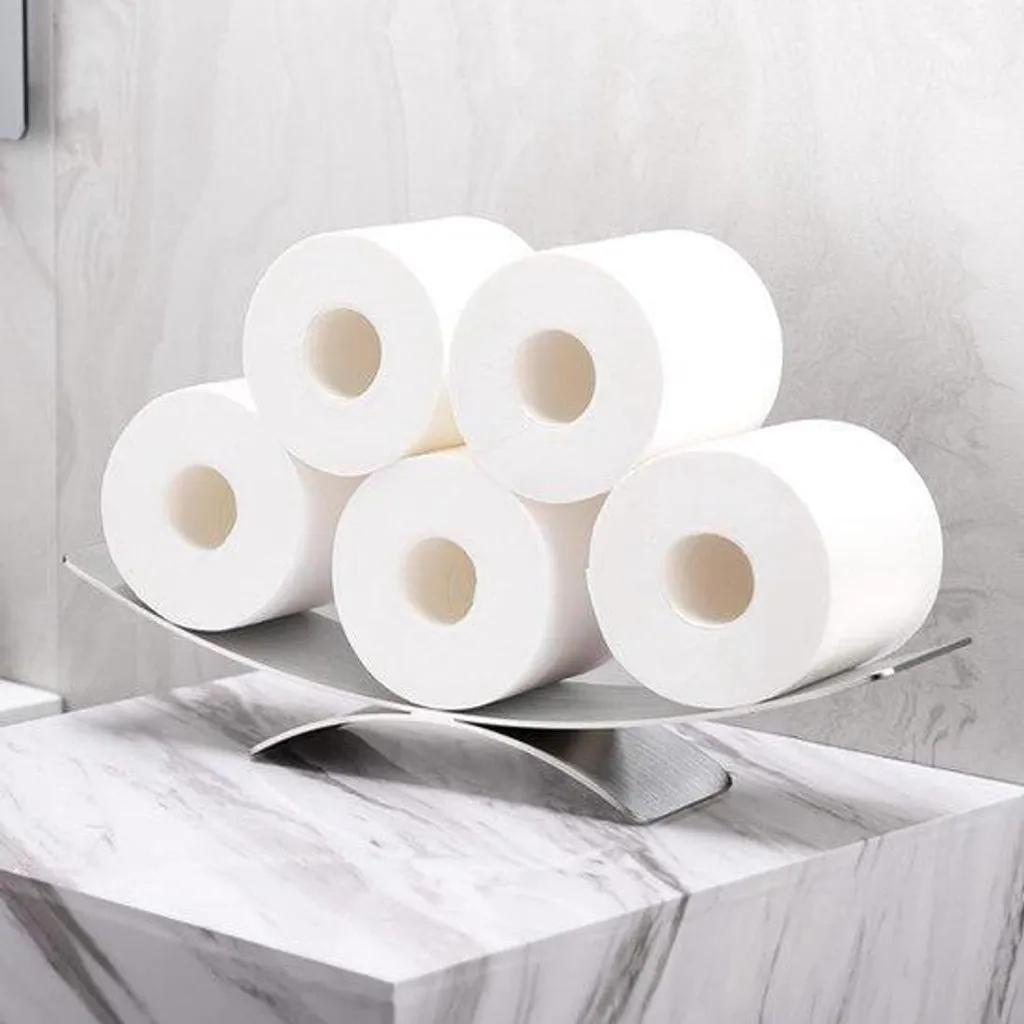 Porte-papier toilette sur pied en acier inoxydable brossé argenté