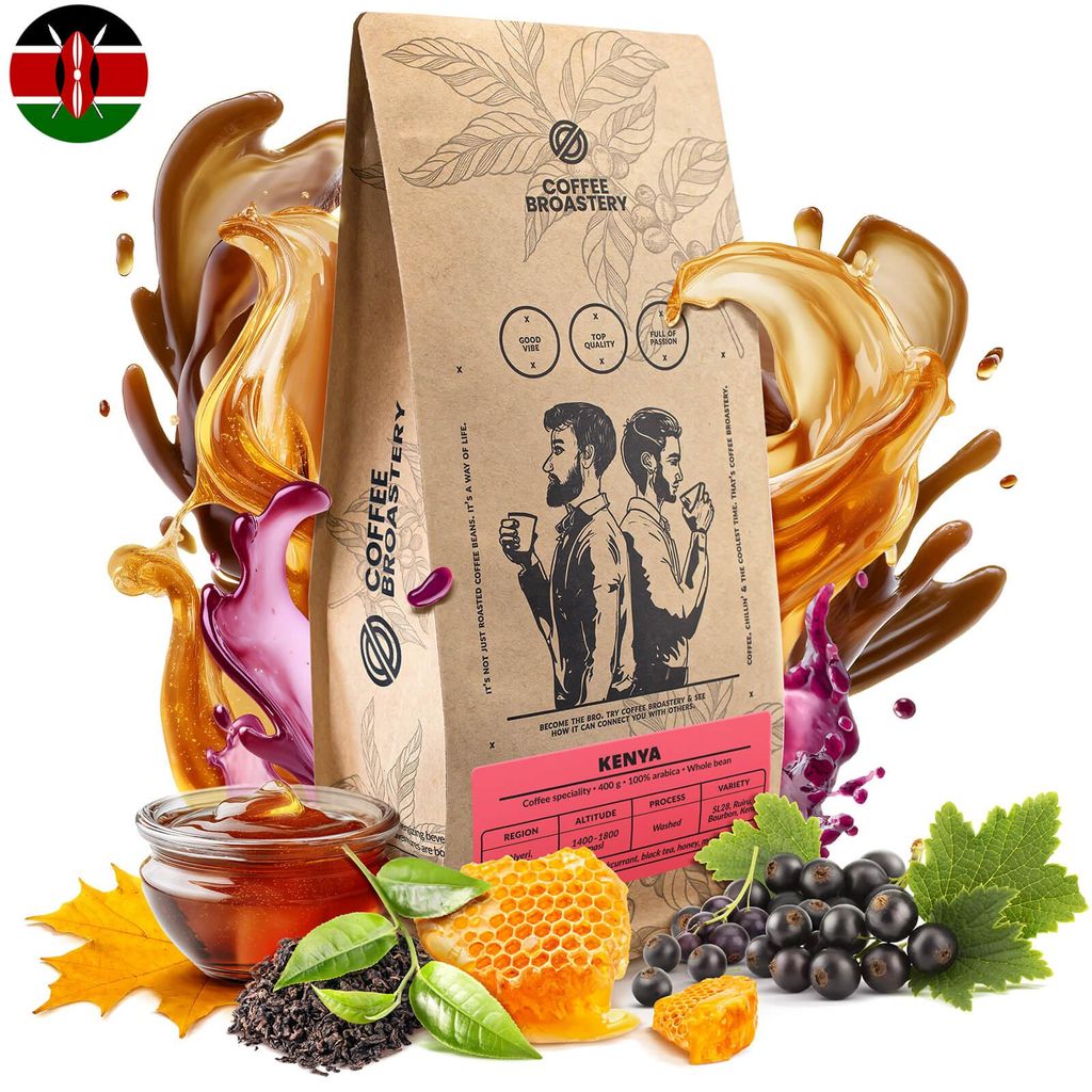 Coffee Broastery - Kaffeebohnen Kenia Nyeri Spezialitätenkaffee 400g - Frisch Geröstet - 100% Arabica- Johannisbeere - Ganze Bohnen