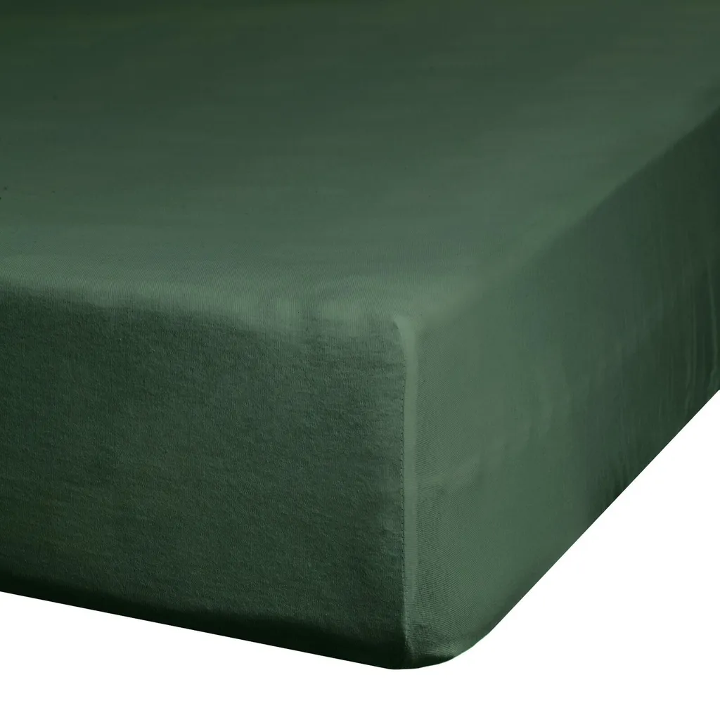 Linge de lit : Drap housse 140x200 cm Nova3 Vert Bouteille coton doux