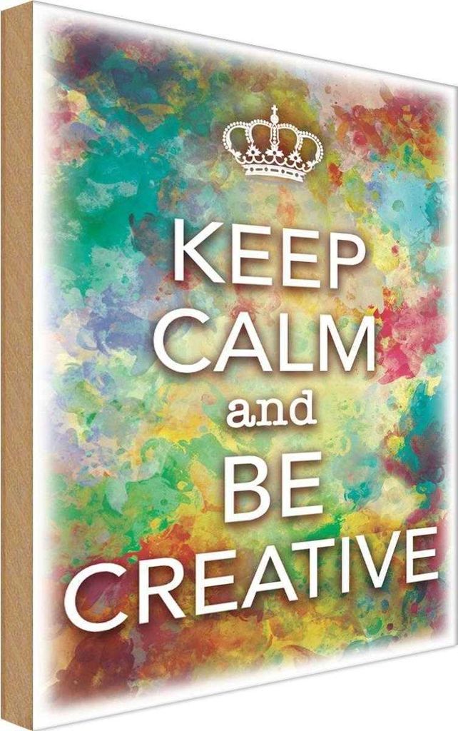 vianmo Holzschild 18x12 cm Keep Calm and be creative