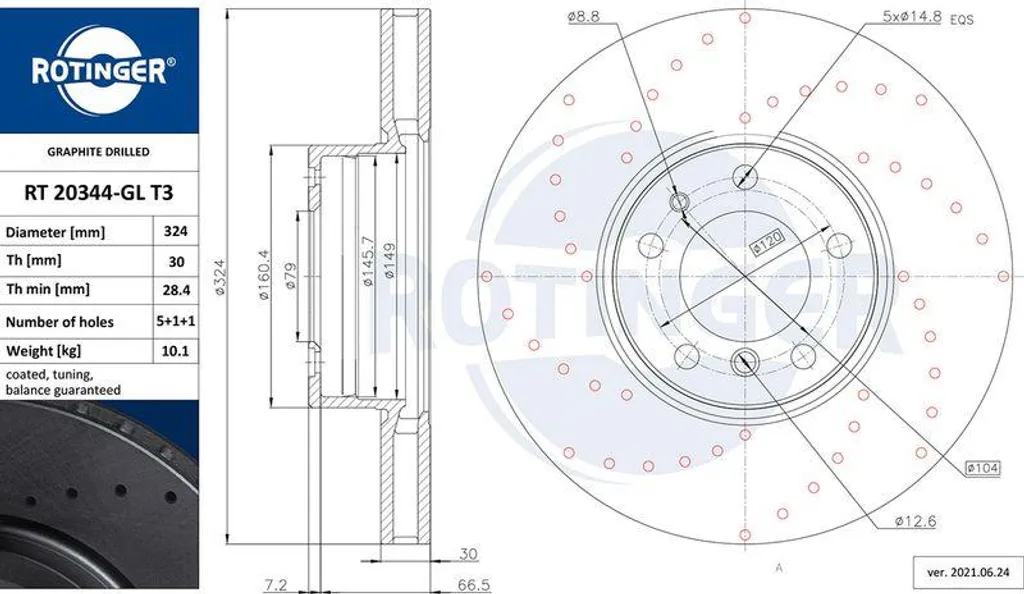 Disque de frein ventilé haute performance pour BMW E39 série T3 Graphite
