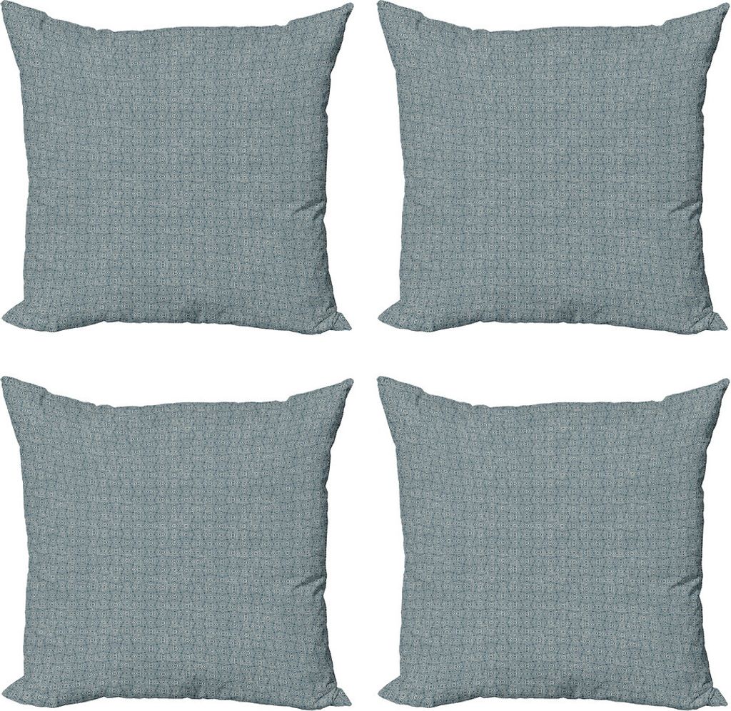 ABAKUHAUS Jahrgang Kissenbezug Set (4 Stück), Streifen mit Antik Curves, Moderner Doppelseitiger Digitaldruck, 40 cm x 40 cm, Dunkler Teal Eggshell