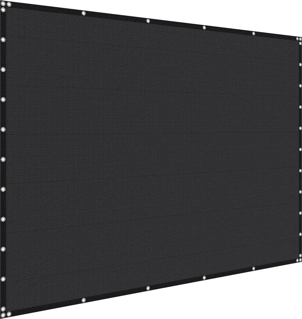 SucceBuy telo parasole con protezione solare al 90 % (305 x 305 cm) con occhielli in acciaio inox, telo parasole in materiale HDPE da 140 g/m², ideale per pergola, terrazza, giardino e cortile (nero)