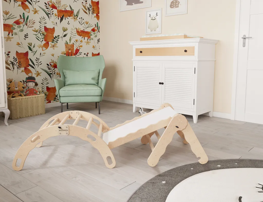 Triangle d'escalade modulable en bois et arc de bascule pour bébé - 6