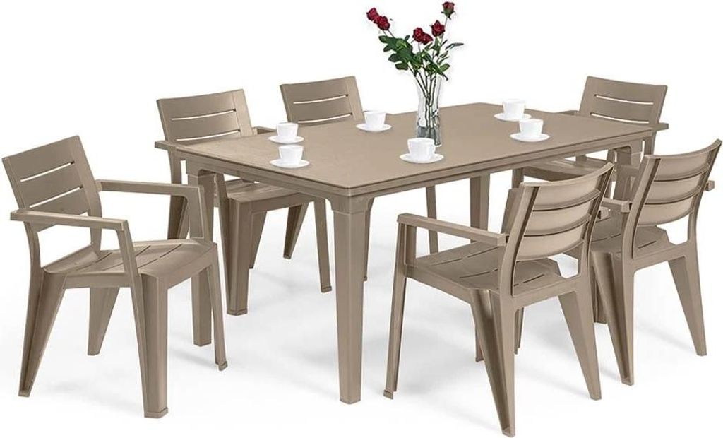 Curver Fujuli 6+1 Gartenmöbel Set Cappuccino