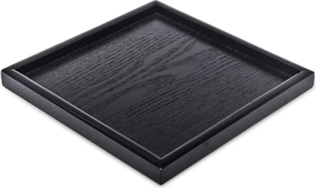 Plateau de Service Carré en Bois Noir 60x60 cm Antidérapant Cuisine