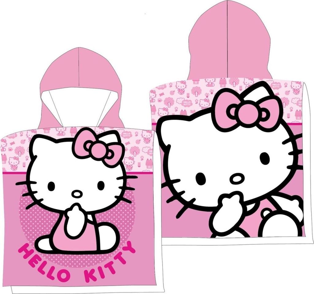 Hello Kitty Kapuzenponcho – Weicher Badeponcho & Strandhandtuch für Mädchen