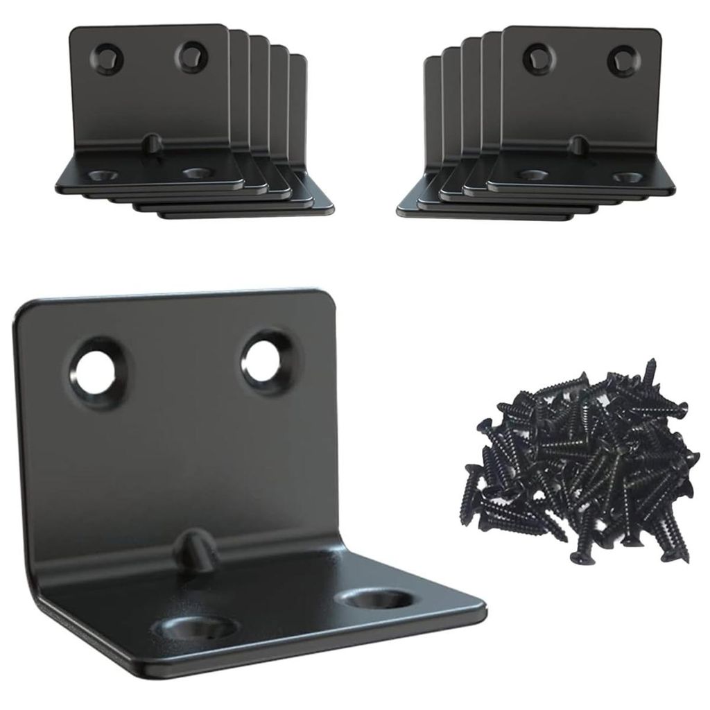 20er Set Winkelverbinder 31x31x37mm, schwarz, Edelstahl, ideal für Holz- & Metallmöbel