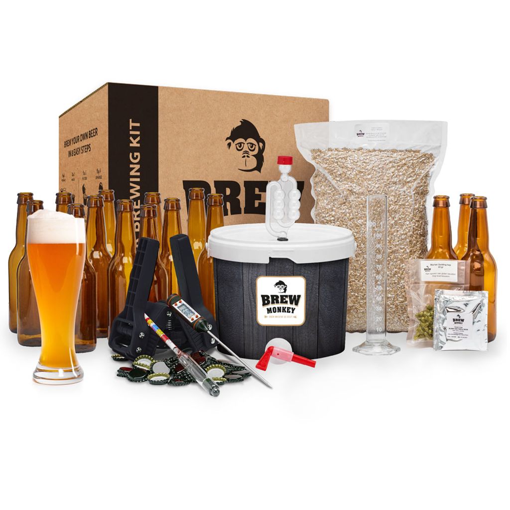 Brew Monkey Bierbrauset Weizen | Luxe Set 5 Liter Bier | 5,7% Vol. | Bier Brauen Set | Männergeschenke | Bier Geschenke für Männer | Geburtsta...