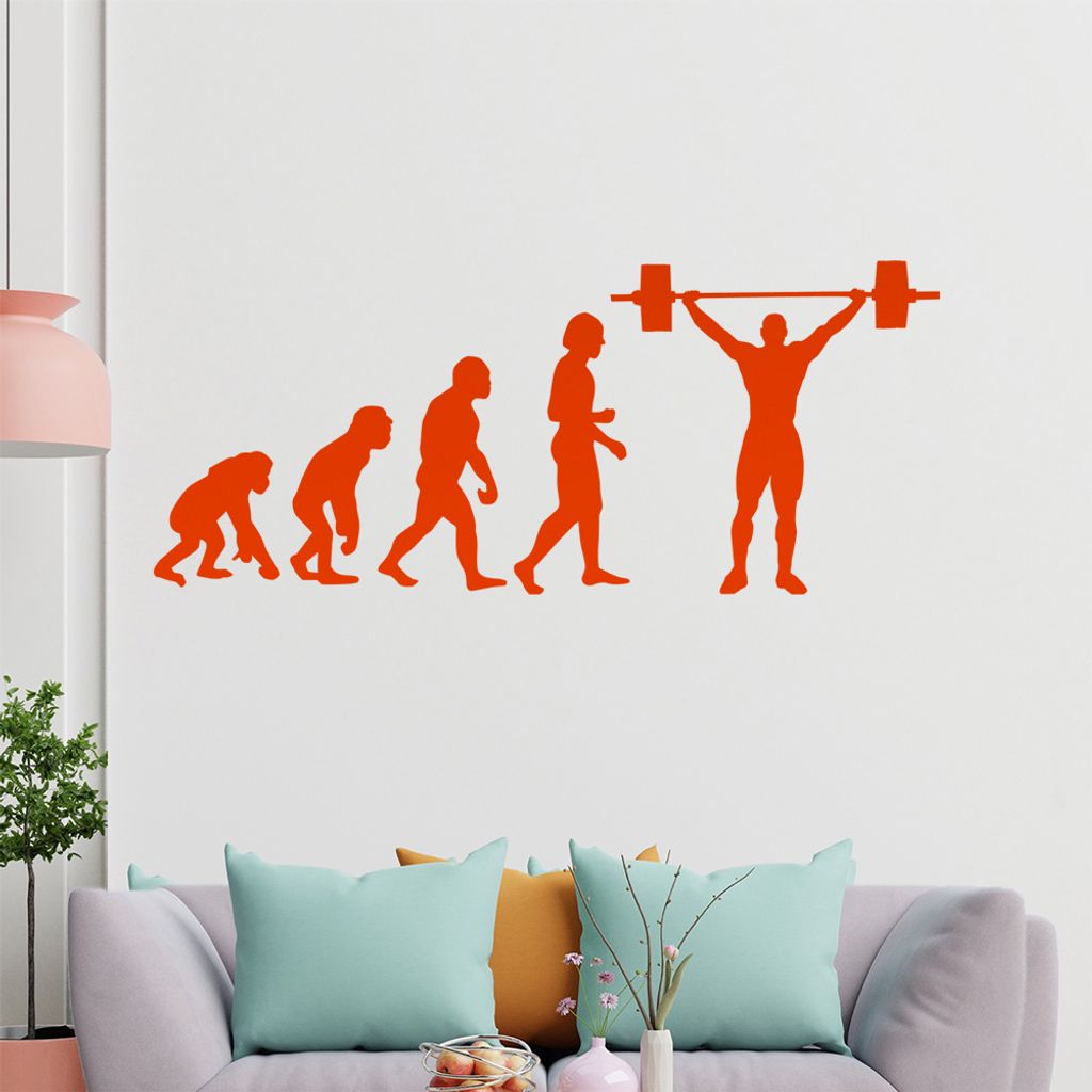 KIWISTAR Evolution Gewichtheber Charles Darwin Wandtattoo in 6 Größen - Wandaufkleber Wall Sticker - Dekoration, Küche, Wohnzimmer, Schlafzimmer...
