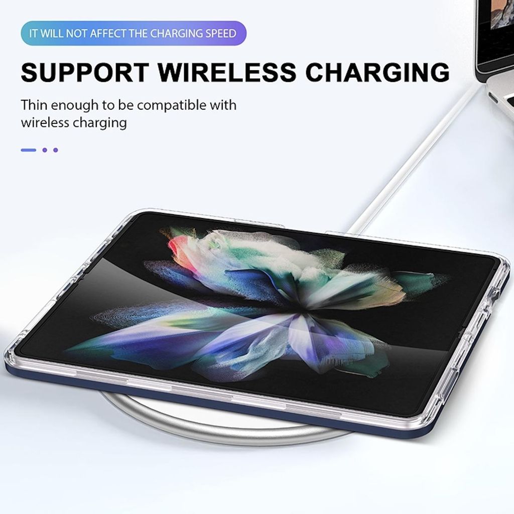 Für Samsung Galaxy Z Fold4 5G 360 Grad Schock Durchsichtig Acrylic + PC + TPU Cover Handy Tasche Hülle Etuis Blau