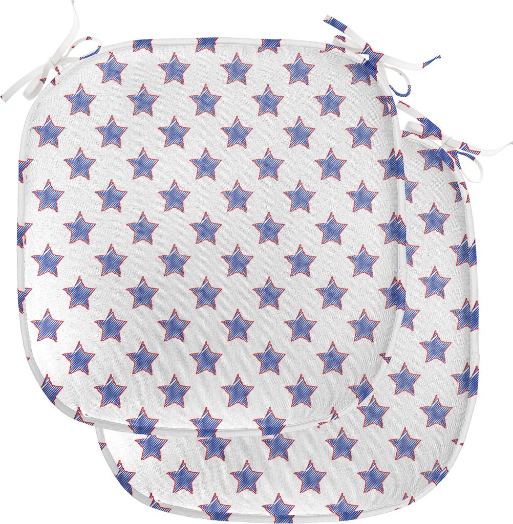 ABAKUHAUS Star Polster für Esszimmerstühle, USA-Flaggen-Stern Nation, Dekoratives wasserfestes Kissen mit Riemen für Küchensitze, 40 cm x 40 cm...