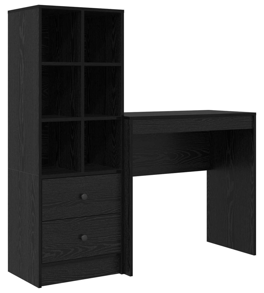 Schreibtisch mit Schubladen 2 pcs Schwarz Eichen-Optik