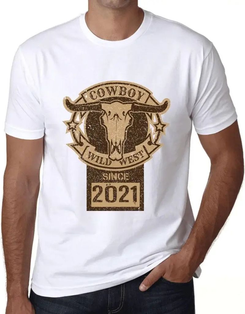 Herren Grafik T-Shirt Wildwest-Cowboy seit 2021 – Wild West Cowboy Since 2021 – Geschenk 3. Geburtstag Jahrestag 3 Jahre Jubiläum 3 Jährige Mann