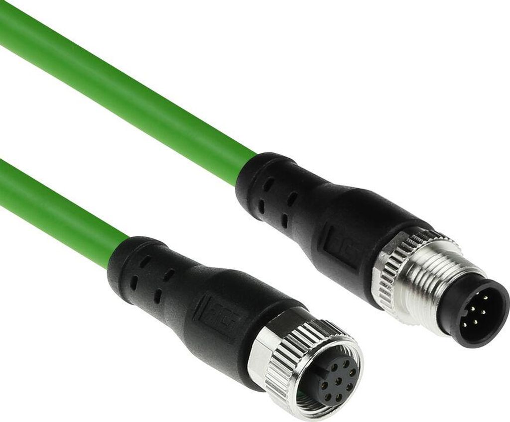 ACT Industrial 5,00 Meter Sensorkabel M12A 8-poliger Stecker auf M12A 8-polige Buchse, Ultraflex TPE-Kabel, geschirmt (SC3803)