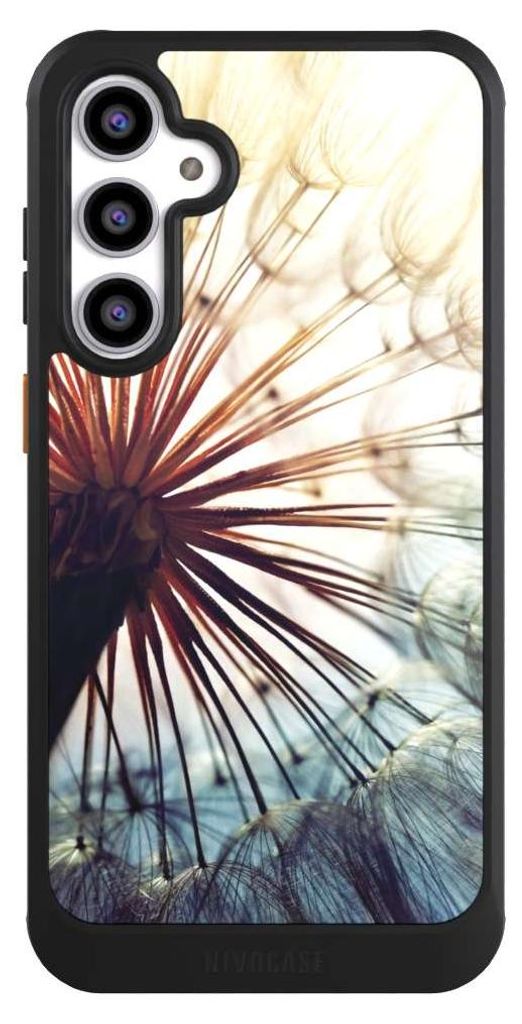 NIVOCASE Hülle für Samsung Galaxy S23 FE Handyhülle NIVOcore Case Schwarz Blumen Fotografie Pusteblume