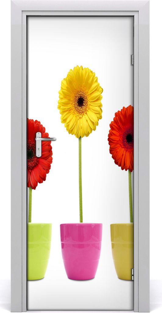 Tulup Türaufkleber 75x205 cm Dekorative Aufkleber Selbstklebend Wasserdichte Tapete Abnehmbar Schlafzimmer Wohnzimmer Wohnkultur - bunte Gerbera
