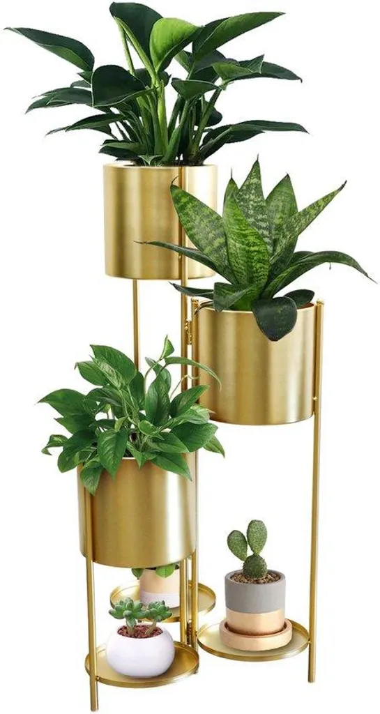 Étagère métallique à 6 niveaux dorée pour 6 pots de fleurs intérieur