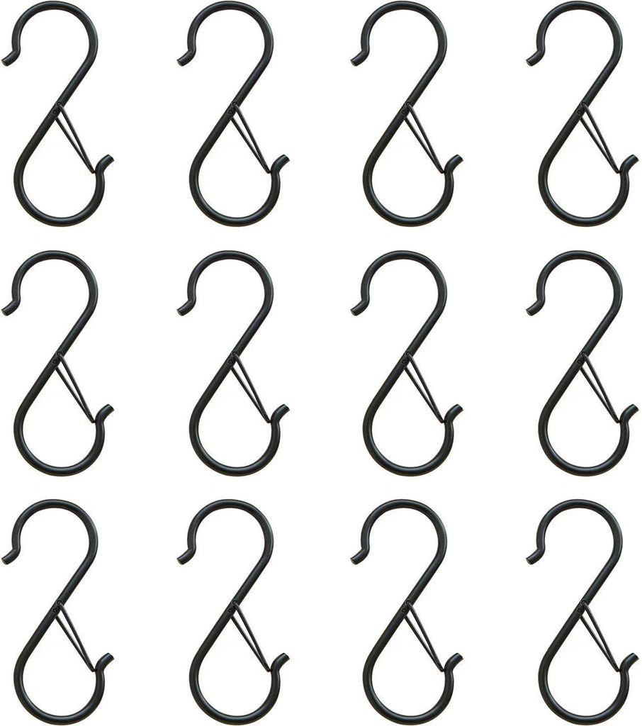 12 Stück Badezimmerhaken mit Verschlussclip, winddicht, rutschfest, zum Aufhängen, Sicherheitsschnalle, robuste S-Haken, zum Aufhängen von Pflan...