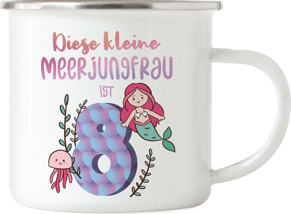 Diese Kleine Meerjungfrau Ist 8 Emaille Tasse Geburtstagsgeschenk 8. Geburtstag Süßes Motiv
