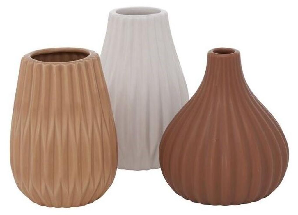 Vase Wilma H13 cm  Ø 9 cm braun/hellbraun/weiß  Steingut  Produktbild 