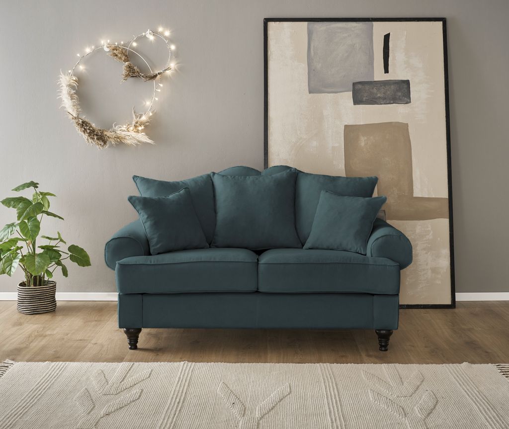 Sofa "Adelina" in blaugrün Landhaus Couch 2-Sitzer 170 cm