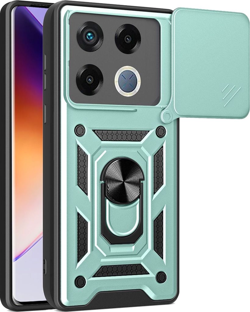 Hülle für Infinix GT 20 Pro Magnetische Ring Ständer Halter Dia Kameraschutz TPU Bumper Silikon Schutzhülle Grün