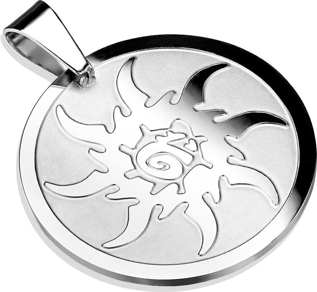 Anhänger Sonnenrad Silber aus Edelstahl Uni