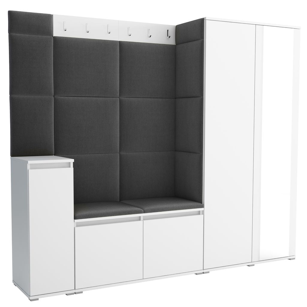 Garderobe LUTON 8 WHITE 15 - Farbe: weiß, moderne Garderobe 40x220x186 cm, funktionelle Lösung für den Flur, Garderobe, Möbel für den Flur,